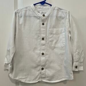 Zara Toddler Boy Long sleeve banded collar shirt button closure. Sz 3-4 yrs